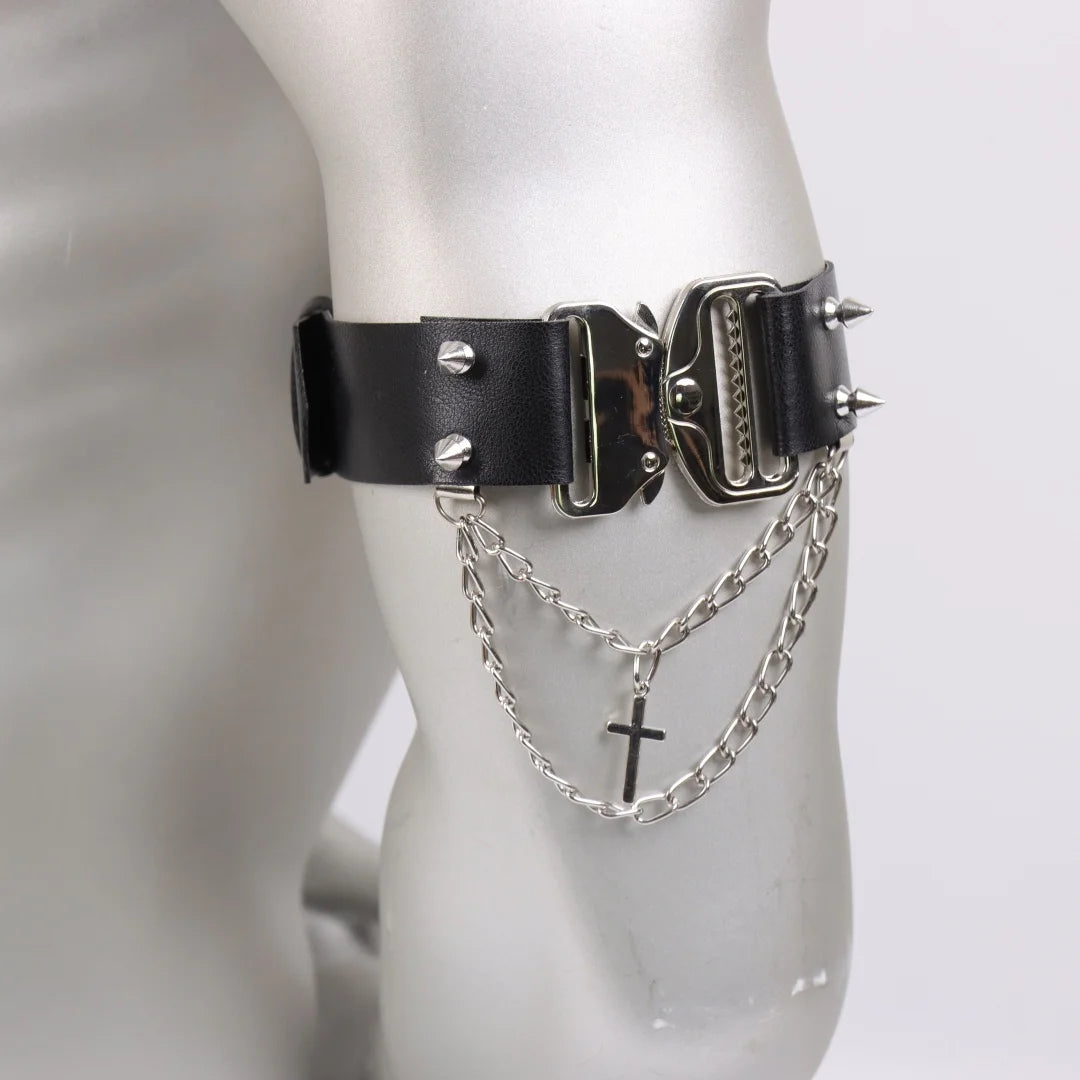 Gothic Faux Leather Arm Cuff - Men's Hip Hop Belt with Decorative Tassels for Halloween, Christmas & Party Wear