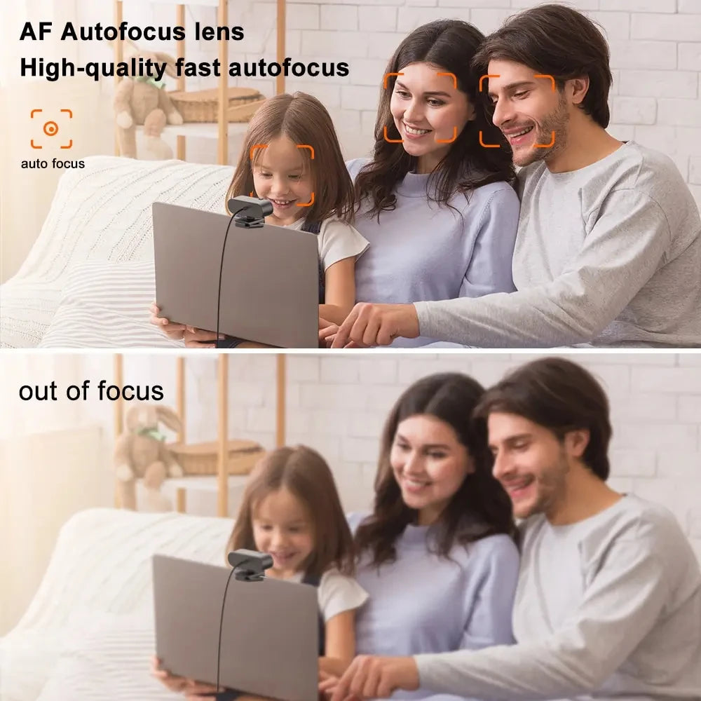 4K Webcam with Microphone - 1080P Mini Camera, 2K Full HD, Auto Focus for PC, Laptop, Video Shooting