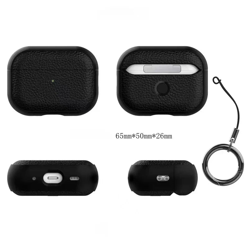 Leather Texture Case for Apple AirPods 1–4 & Pro — Protective Wireless Earphone Cover Anti-Lost