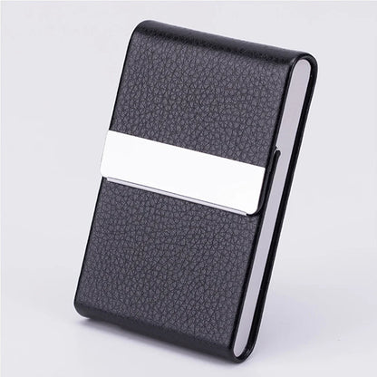 Slim PU Leather Business Card Holder Case – Metal Pocket Holder with Magnetic Closure for Name Cards