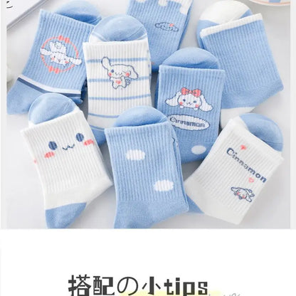 New Sanrio Cinnamoroll Cartoon Socks — Cute Unisex Mid-Calf Socks for Kids & Adults, Perfect for Autumn & Winter