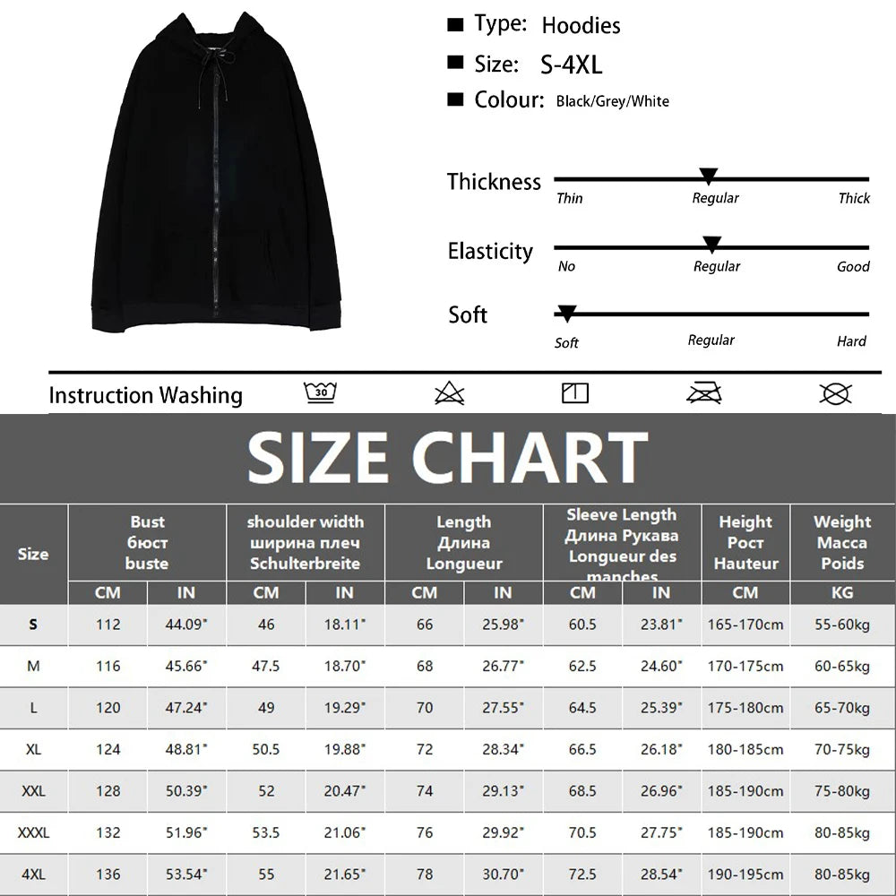 Men's Autumn Zipper Hoodie Jacket – Long Sleeve Loose Fit Casual Streetwear Coat