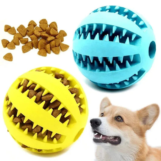 Natural Rubber Dog Chew Toy Ball – Extra Tough 5cm Interactive Tooth Cleaning Pet Treat & Training Toy