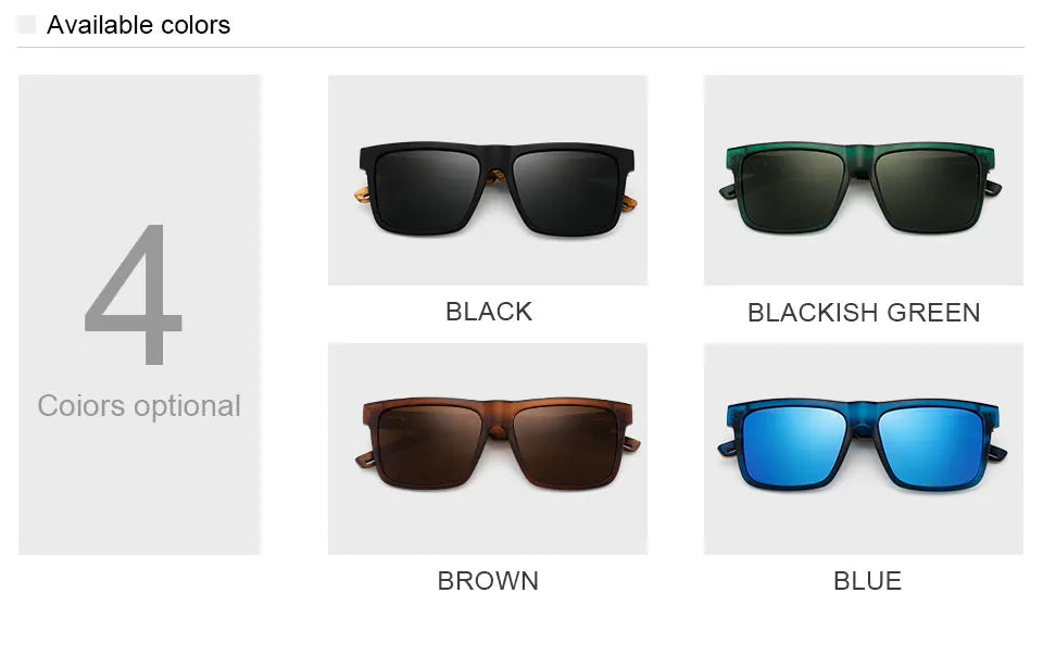 Oi Wood Square Polarized Sunglasses for Men — UV400 Fashion Sport & Driving Sun Glasses