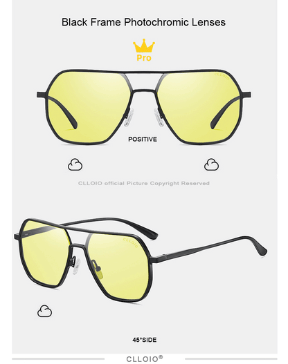 CLLOIO Fashion Aluminum Photochromic Sunglasses – Polarized Chameleon Anti-Glare Driving Glasses for Men & Women