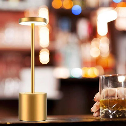 Classic USB Rechargeable Table Lamp – Stepless Dimming Touch Desk Lamp with 3 Colors for Bedside, Hotel & Bar Decoration
