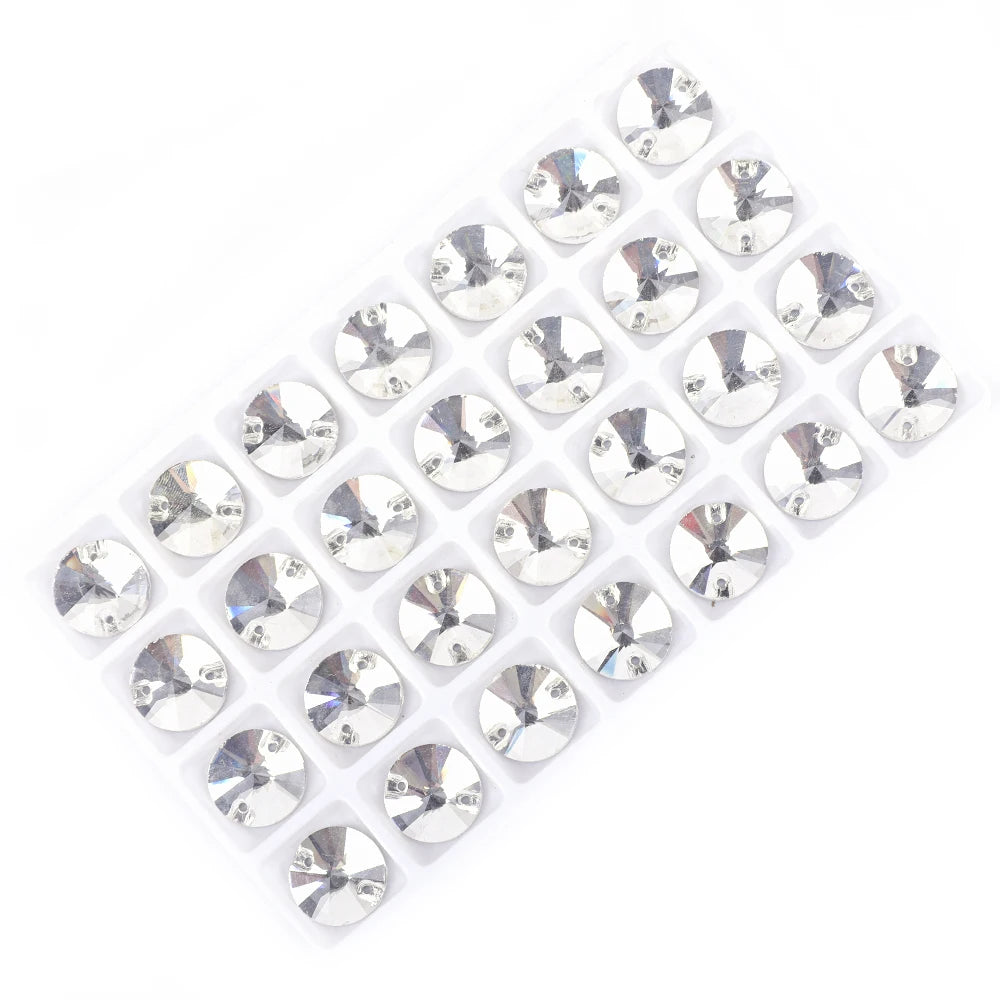 Crystal Rhinestone Flatback Beads - AB Round Shell Gems for DIY Crafts, Clothing & Wedding Decoration