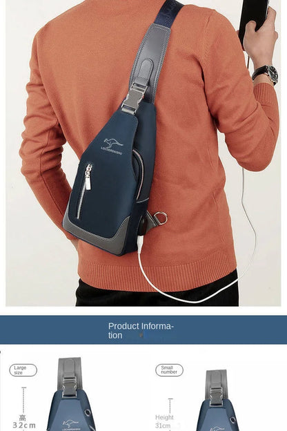 Men's Waterproof Oxford Chest Bag – Korean Style Casual Sport Crossbody Shoulder Messenger Bag