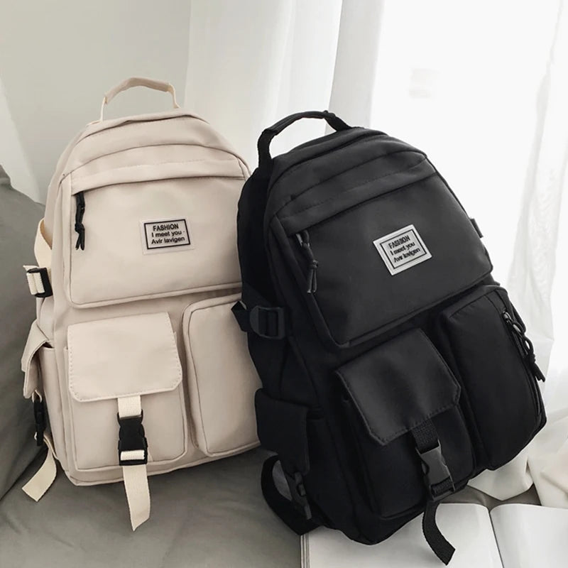 Multi-Pocket Nylon Backpack — Large-Capacity School & Computer Bag for Men & Women