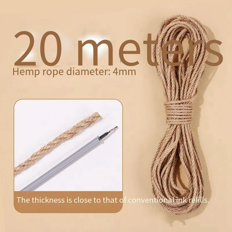 Natural Sisal Rope for Cat Scratchers – 20/50M, 4/6/8MM DIY Toy, Scratching Post & Furniture Protector