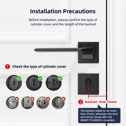 V1 Pro+ Smart Door Lock – TUYA App Adjustable Fingerprint, Password & RFID Cylinder for Home Security