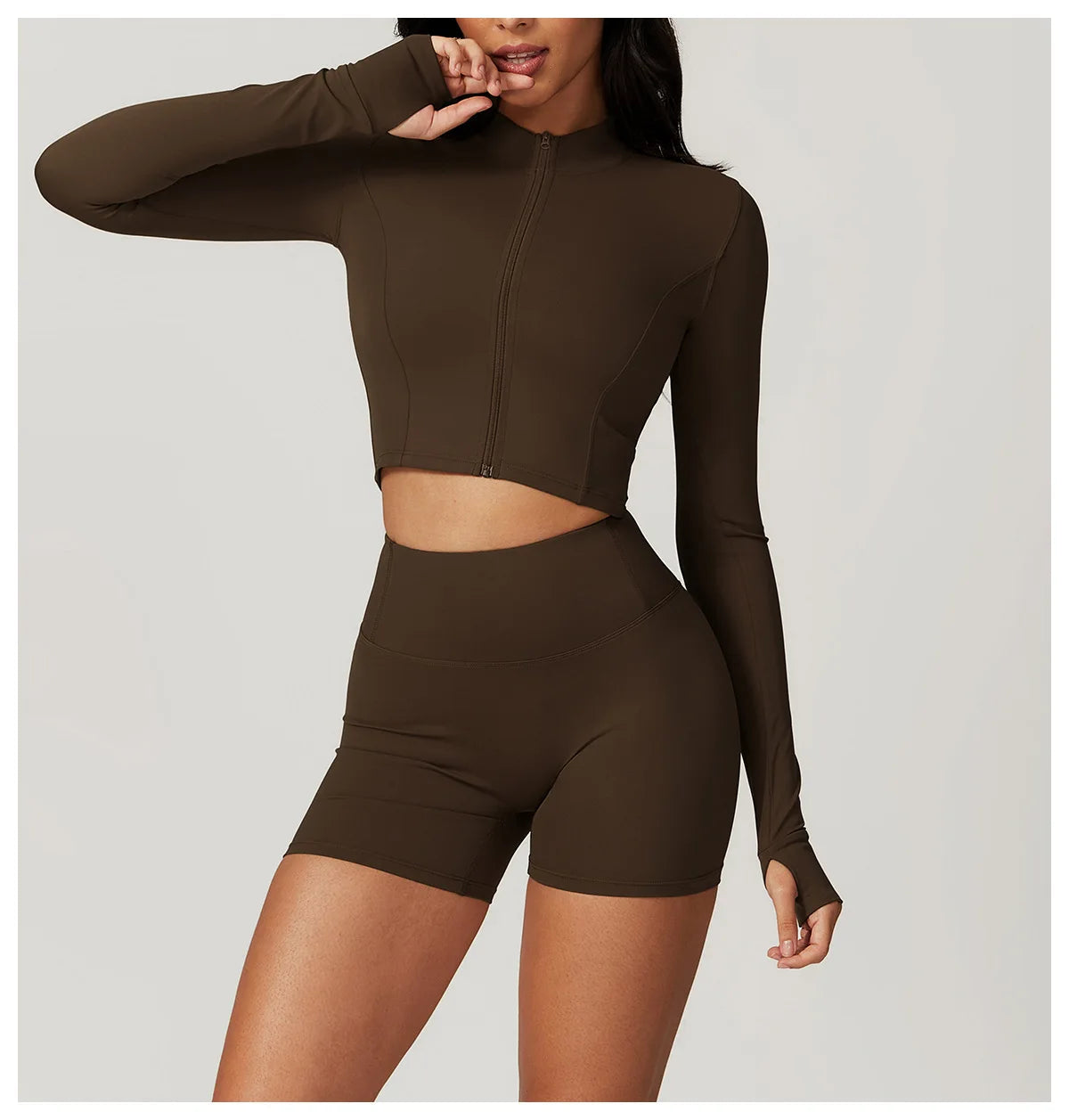3PCS Women’s Yoga & Workout Set – Long Sleeve Zipper Top with High Waist Leggings Fitness Sportswear