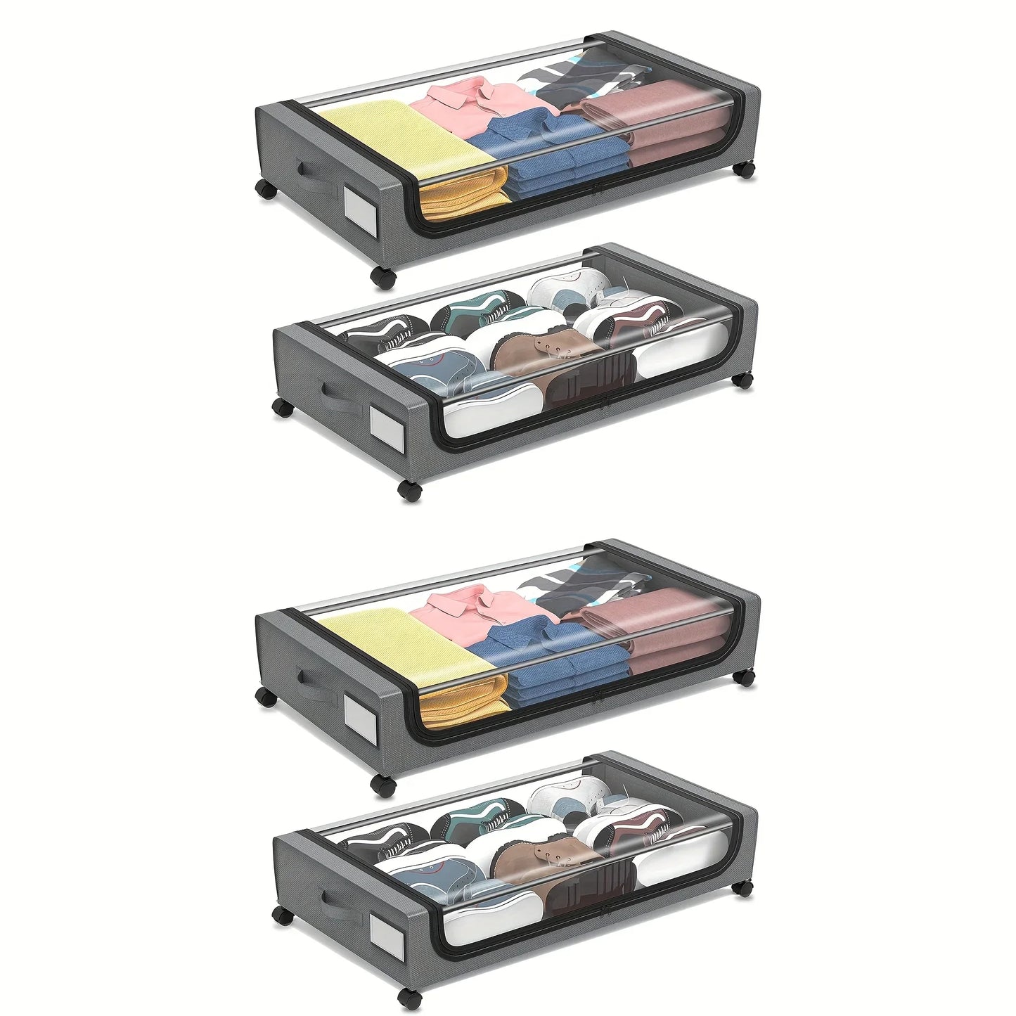 Underbed Storage Lockers with Wheels — Pull-Out Containers for Shoes & Clothes, Space-Saving for Dorms & Bedrooms