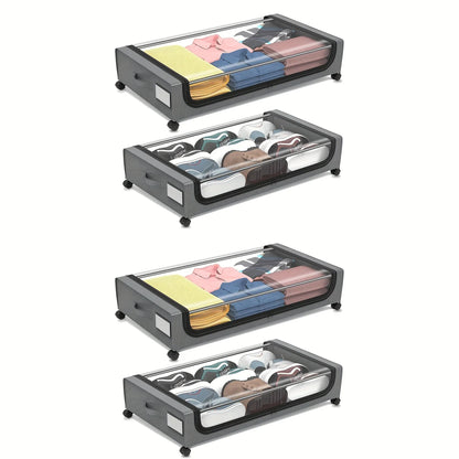 Underbed Storage Lockers with Wheels — Pull-Out Containers for Shoes & Clothes, Space-Saving for Dorms & Bedrooms