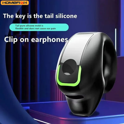 BT Wireless Earphone - Mini Clip-On Monaural Bone Conduction TWS Headset for Business & Everyday Use