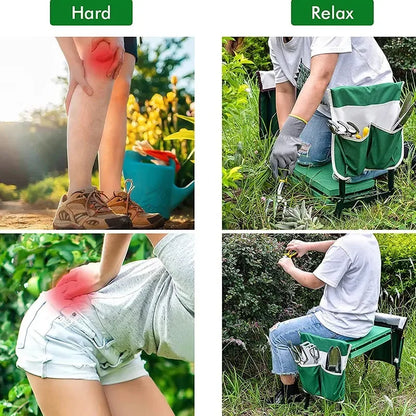 Foldable Garden Kneeler & Seat – Heavy-Duty Gardener Stool with Thick Soft Kneeling Pad for Gardening