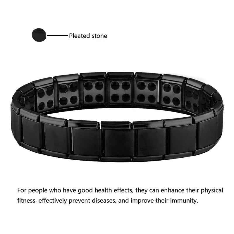 New Stainless Steel Black Germanium Magnetic Chain Bracelet – Health Care Energy Jewelry for Men & Women, Snoring Relief Bracelet