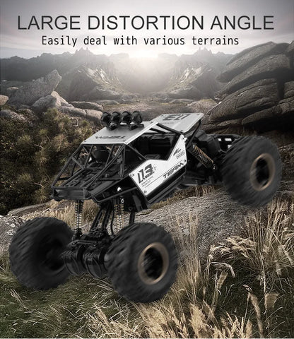 1:12/16 RC Off-Road Truck – 4WD Remote Control Car with Metal Shell & LED Lights for Kids