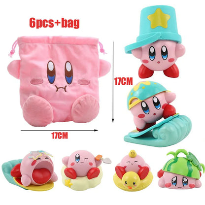 Star Kirby Action Figures — Cute PVC Toys with Cartoon Drawstring Storage Bag, Pocket-Sized Action Figures