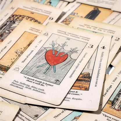 Beginner Tarot Card Deck - 78 Antiqued Tarot Cards with Meanings for Learning & Reading Practice