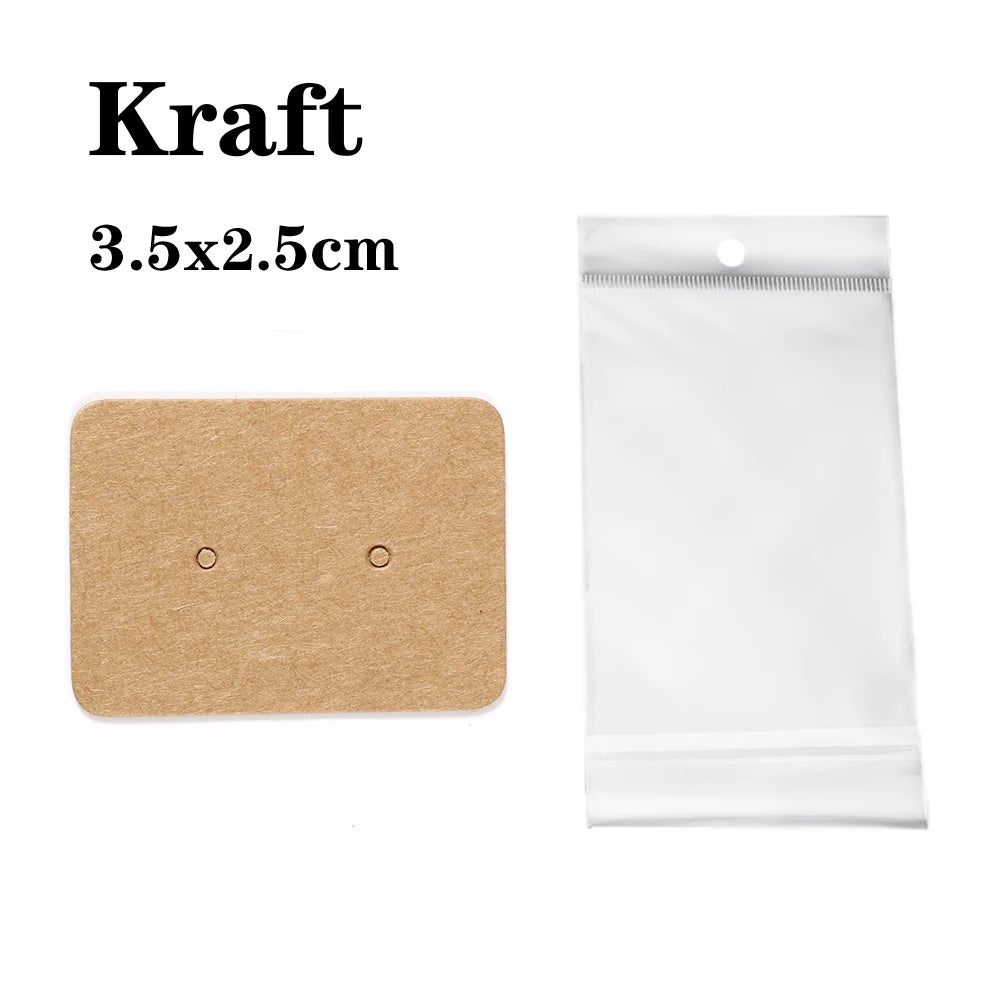 50 Sets Earring & Necklace Display Cards with Self-Seal Kraft Paper Bags – DIY Jewelry Packaging