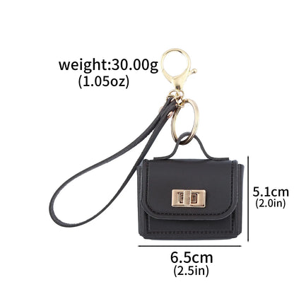 Mini PU Leather Bag Keychain - Openable Coin Purse Pendant with Hand Strap for Phone & Keys