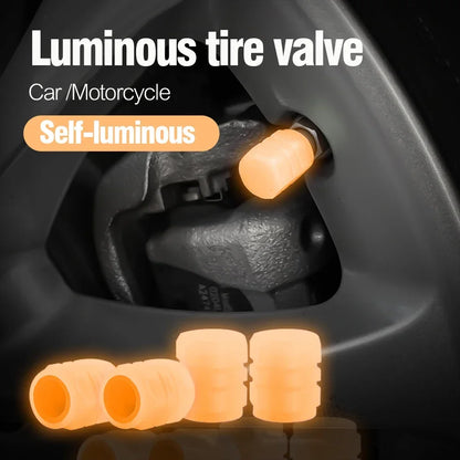 12Pcs Luminous Valve Stem Caps - Fluorescent Night Glowing Wheel Hub Caps for Motorcycle, Bicycle and Car Tyres