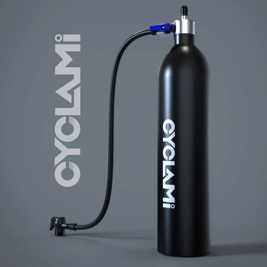 CYCLAMI 1.2L Aluminum Alloy MTB Road Tire Inflator – Valve Gas Cylinder for Tubeless 29" Bike Tires