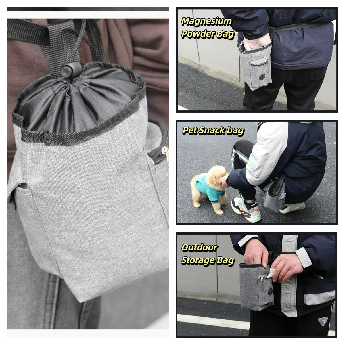 Adjustable Drawstring Chalk Bag - Climbing & Weightlifting Magnesium Powder Pouch with Outdoor Storage Waist Bag