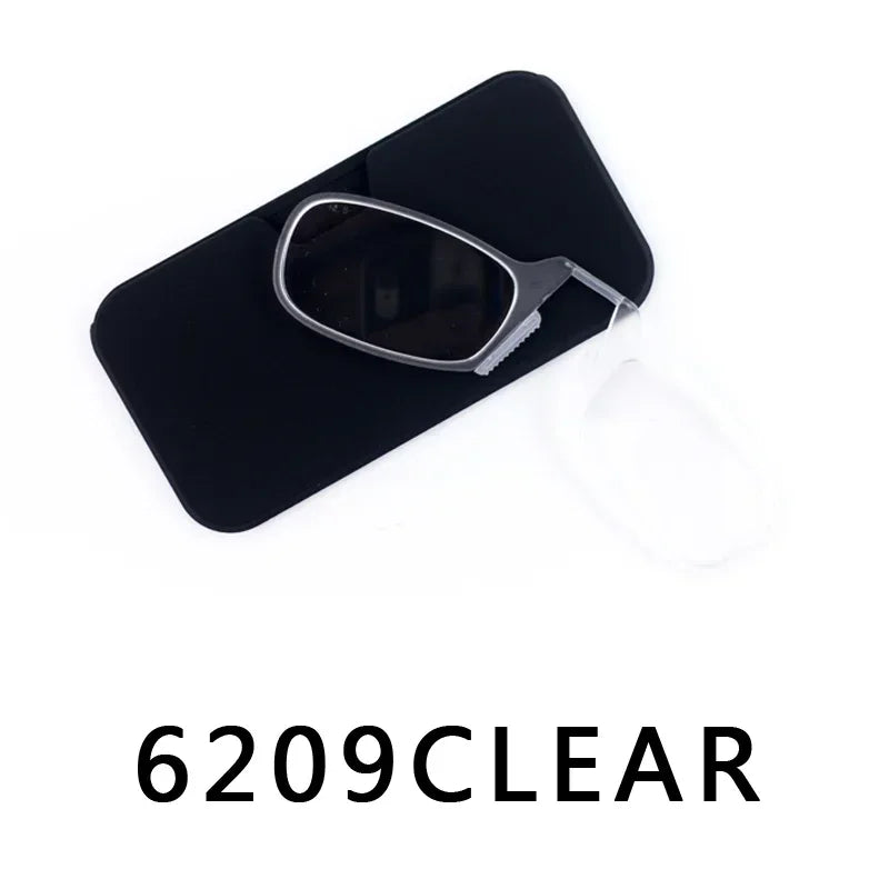 Men’s Nose Clip Reading Glasses – High-Quality Portable Transparent Eyewear for Seniors with Case