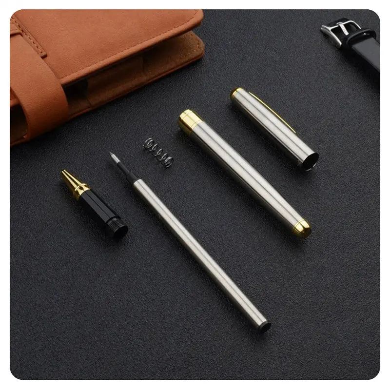 High-Quality Stainless Steel Ballpoint Pen – Business Signing Pen with Replaceable Refill for Office & School
