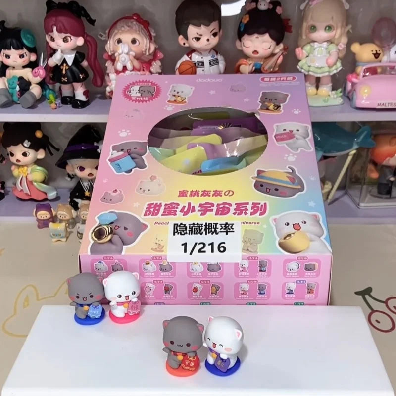 Original Peach Cat and Goma Sweet Mini Universe Blind Box - Cute Mini Collectible Figures for Desk Decor, Display, and Gifts