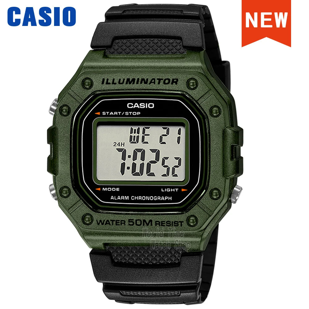 Casio W-218 Series Digital Sports Watch - Waterproof Outdoor Multifunction Electronic Wristwatch