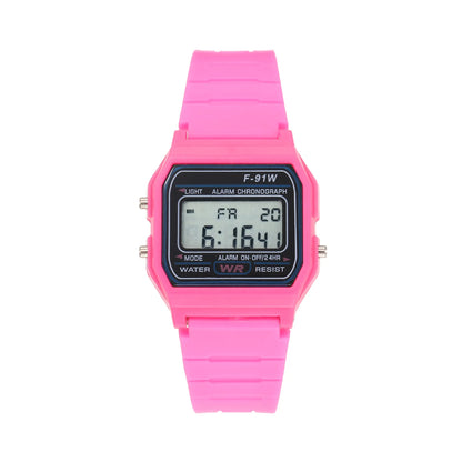 Multifunctional Digital Sports Watch for Kids and Women - F-91W Style LED Backlight Alarm Watch with Rubber Strap, Student Gift