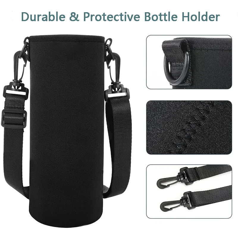 Portable Insulated Water Bottle Holder Bag - Neoprene Thermos Cup Pouch with Adjustable Strap 750ML/1000ML/1500ML