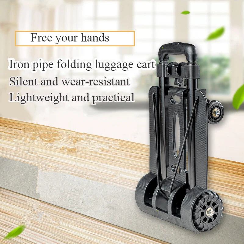 2/4-Wheeled Small Truck with Foldable Pull Rod – Portable Grocery, Luggage & Household Shopping Cart