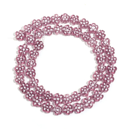 Colorful Lampwork Flower Beads - Thousand Flower Flat Plum Blossom Loose Beads for DIY Bracelet & Jewelry Crafts