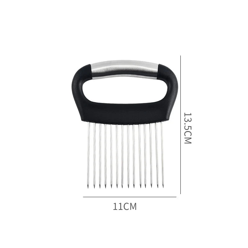 Stainless Steel Vegetable & Onion Cutter Holder – Multi-Function Fruit & Potato Slicer Kitchen Tool