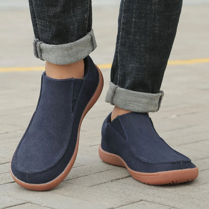Fujeak Men’s Casual Loafers — Plus Size Non-Slip Wide Sneakers, 2024 Vulcanized Barefoot Shoes