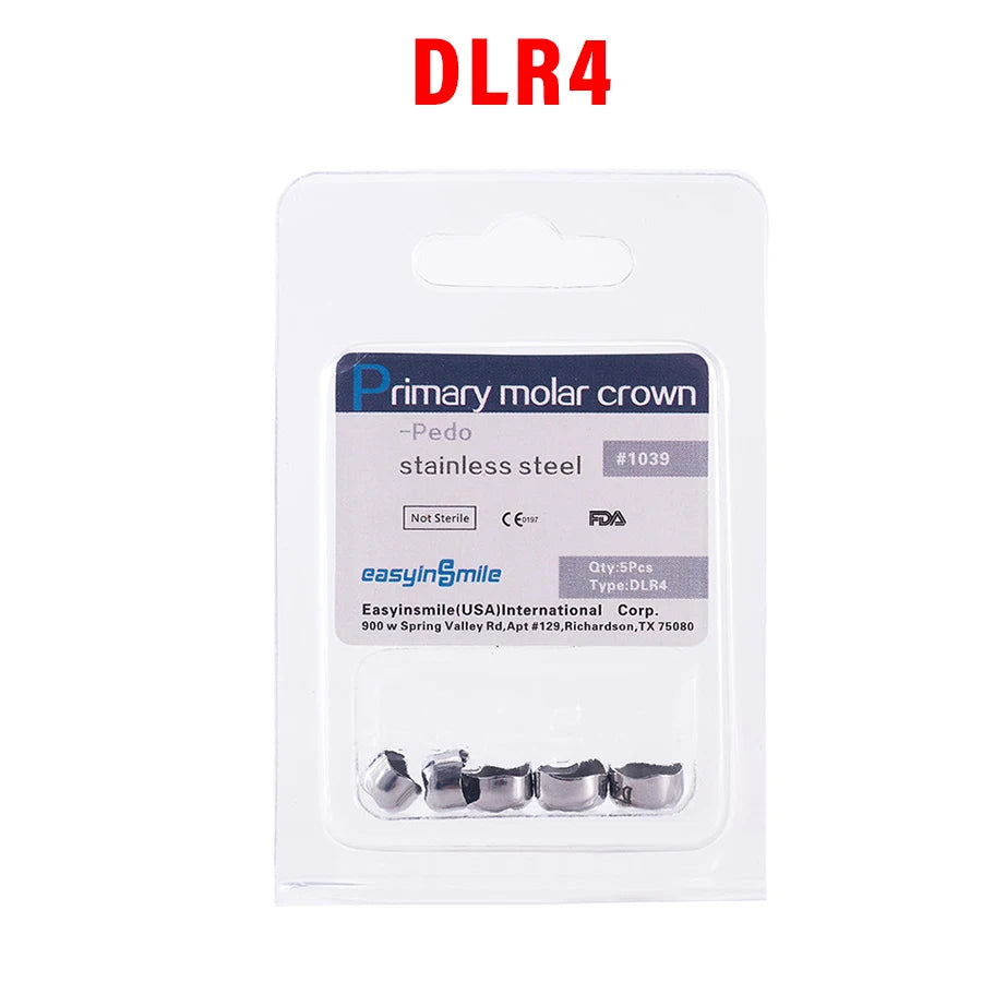 5PCS EASYINSMILE Kids Stainless Steel Dental Crowns – Primary Molar Teeth Refill D2-D7