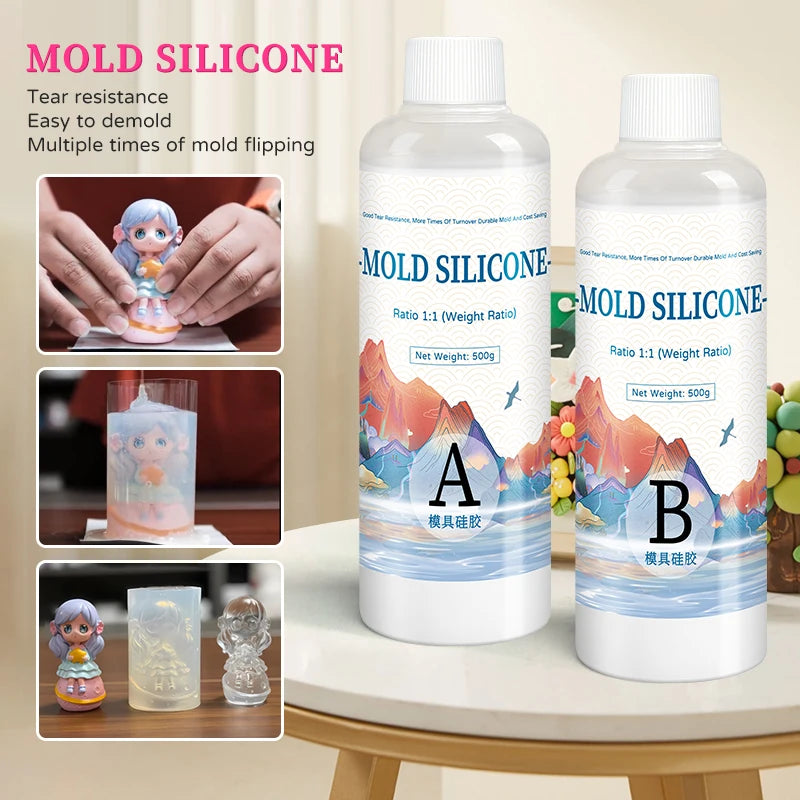 DIY Silicone Mold Making Kit – AB 1:1 Liquid Silicone Rubber, Fast Curing Mold Casting Material (200g/500g)