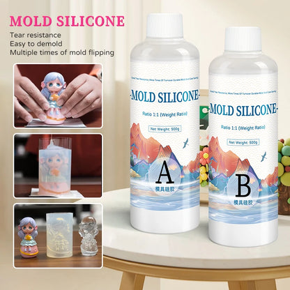 DIY Silicone Mold Making Kit – AB 1:1 Liquid Silicone Rubber, Fast Curing Mold Casting Material (200g/500g)