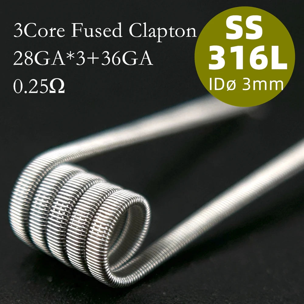 21-Pack PreMade 3mm Resistance Wire Coils — Jaw Clips, Springs, A1/SS316L/Ni80 for Vaping Builds