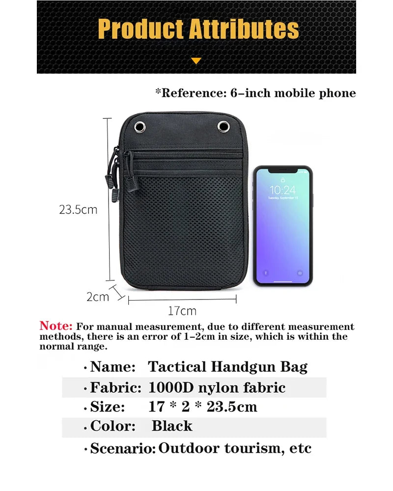 Molle Tactical Concealed Gun Holster Pouch - EDC Magazine & Pistol Carry Waist Fanny Pack for Handguns