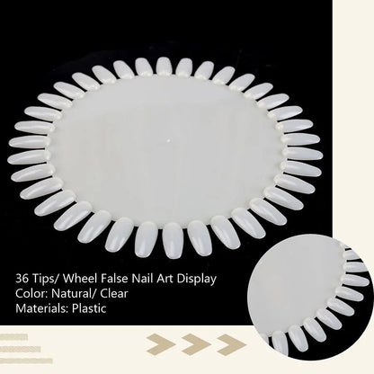 36-Tip False Nail Art Display Wheel – Acrylic Nail Color Chart & Polish Practice Palette