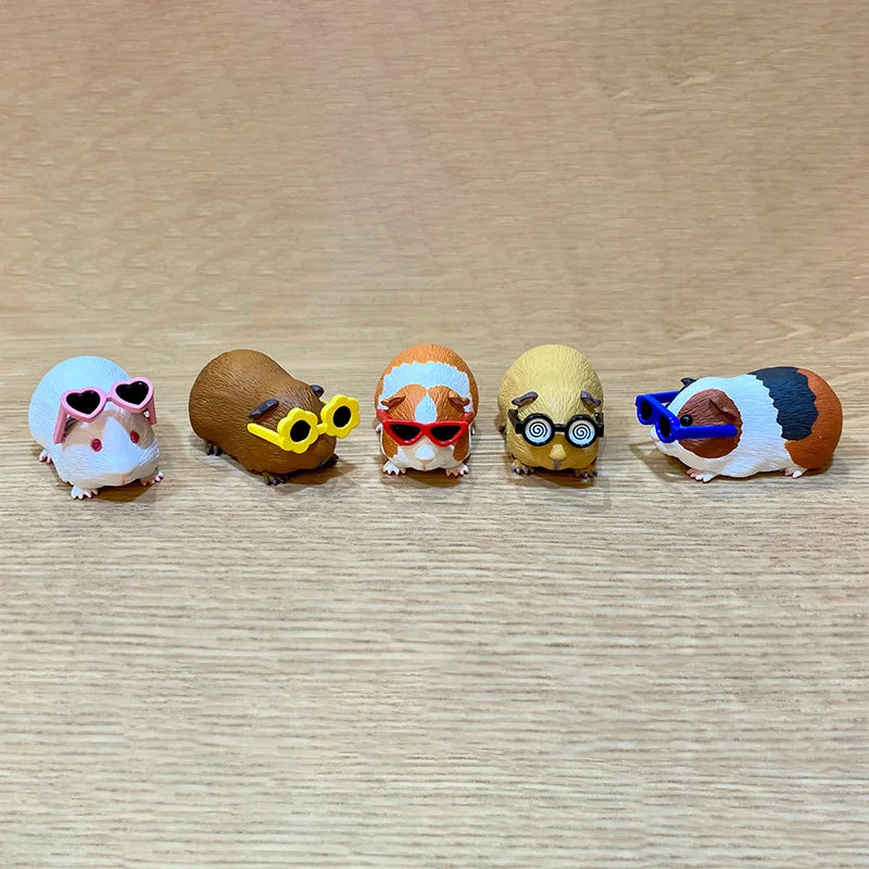 Guinea Pig with Sunglasses Blind Box – Cute Mini Anime Action Figure, Kawaii Desktop Decoration & Collectible Toy, Birthday Gift