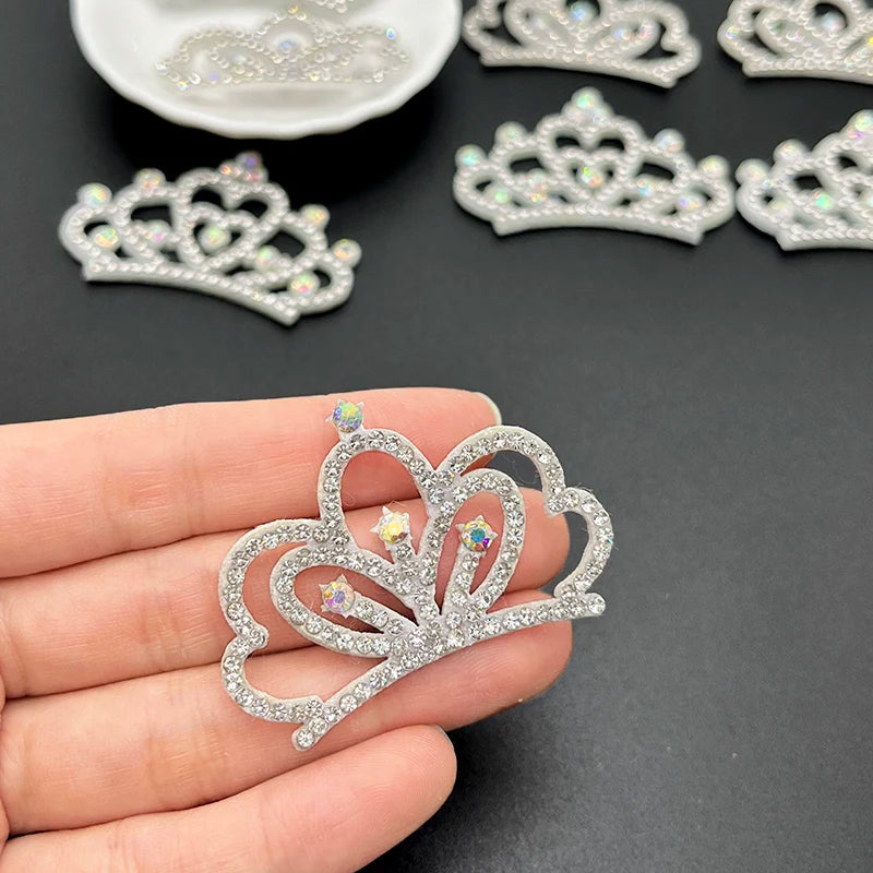 12pcs Padded Crown Rhinestone Patches – DIY Clothes, Crafts & Headwear Decor Accessories