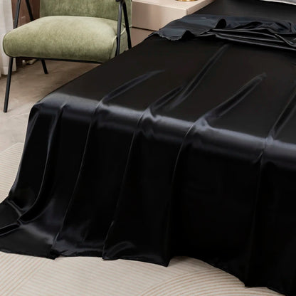 Silky Satin Bed Sheet Set for Summer – Ice Cooling Flat Sheet with Pillowcase, Single/Queen/King Sizes