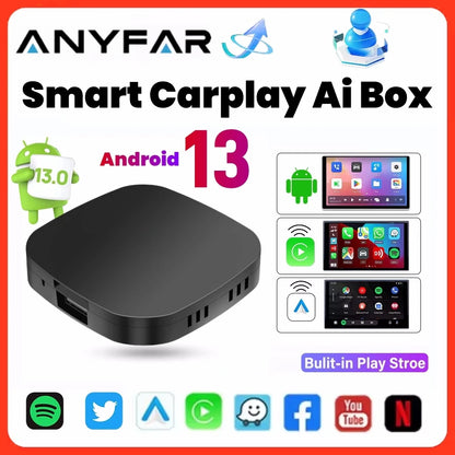 CarPlay AI Box Android 13 Wireless – Smart Android Auto TV Box for YouTube & Netflix Compatible with Toyota, Mazda, Hyundai, Ford, Kia & More
