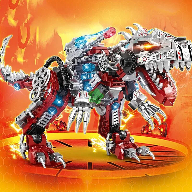 2-in-1 Jurassic Indominus Rex Mechanical Dinosaur Building Blocks Set – City Fighter Dino Park Bricks Toy for Kids